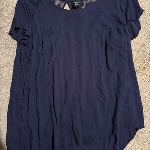 Torrid Navy Blue Lace Accent Blouse